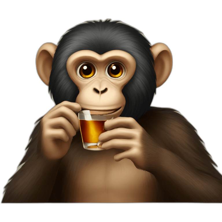 A monkey drinking a fernet emoji