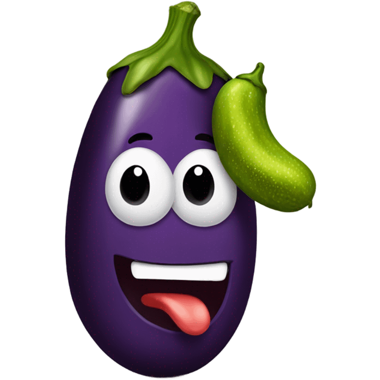 Eggplant eating a pickle emoji