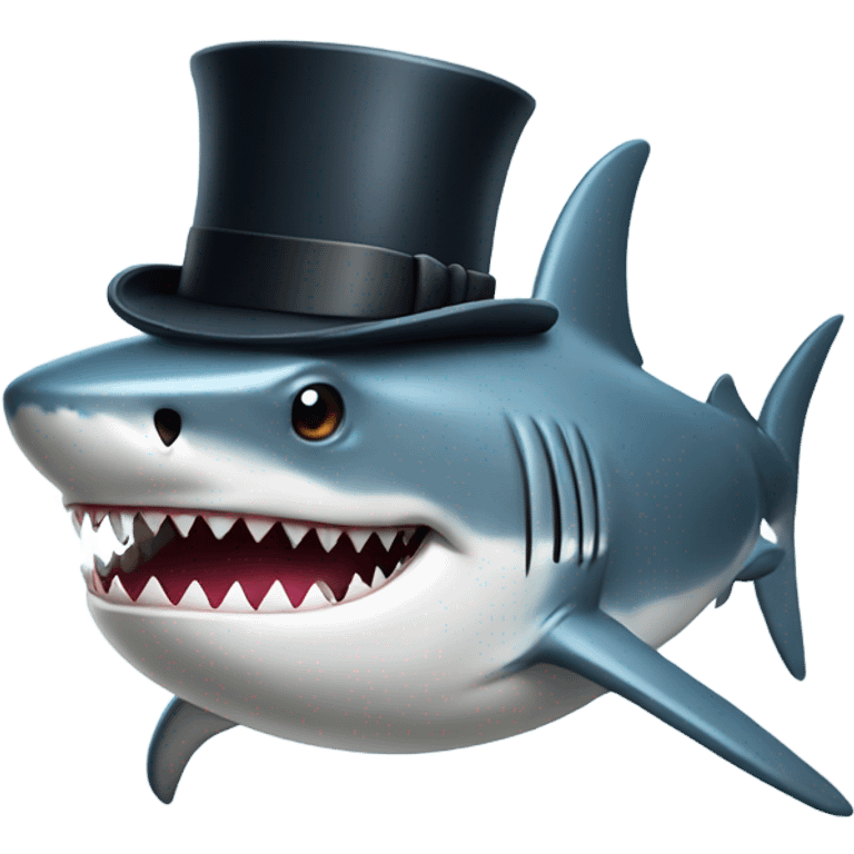 Shark with a top hat emoji