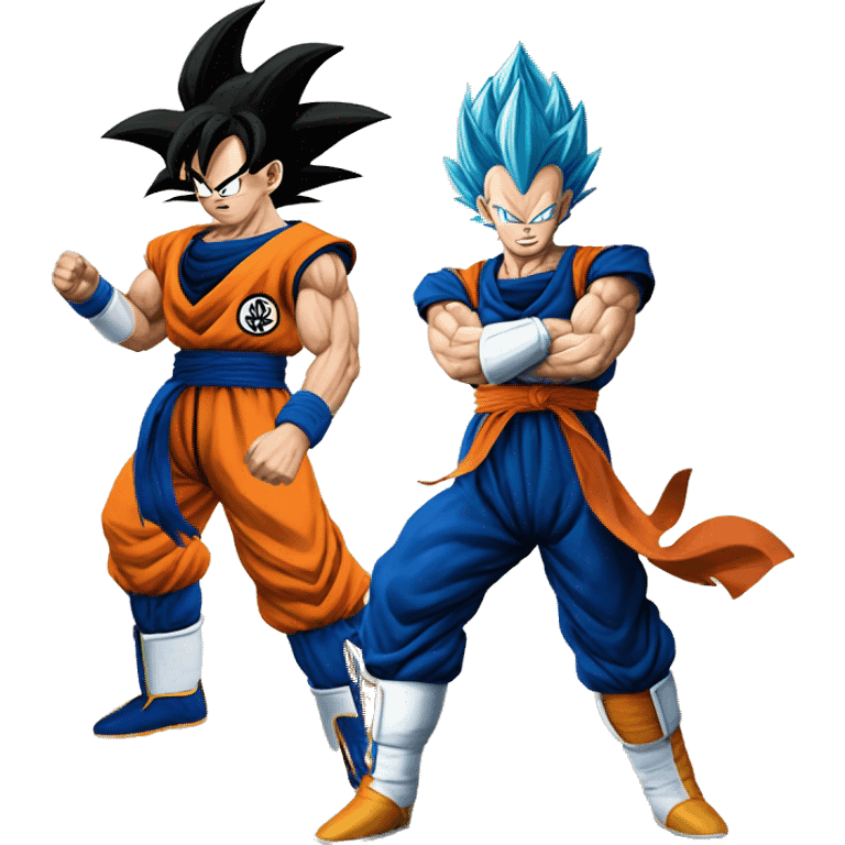 Goku and vegeta preparing attacks back to back emoji