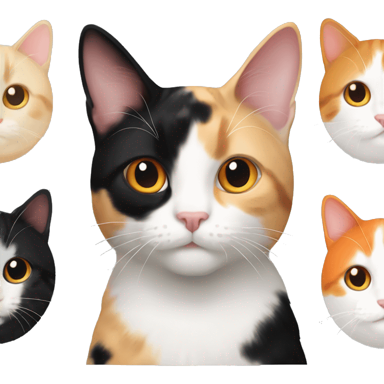 calico cream cat with mostly black calico cat with orange calico cat mixed emoji