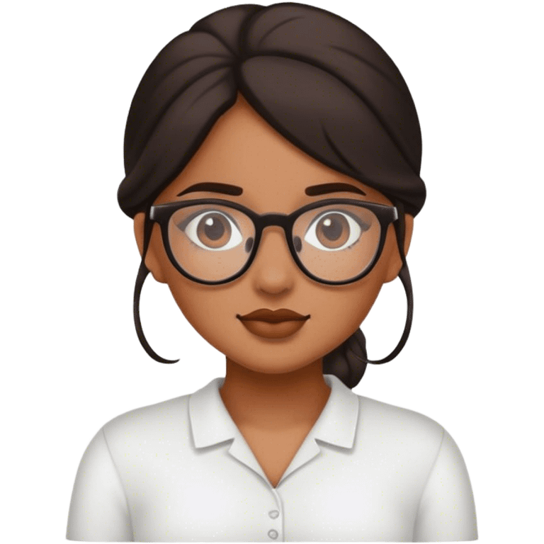 Mexican Girl Blushing Emoji with glasses and darker complexion  emoji