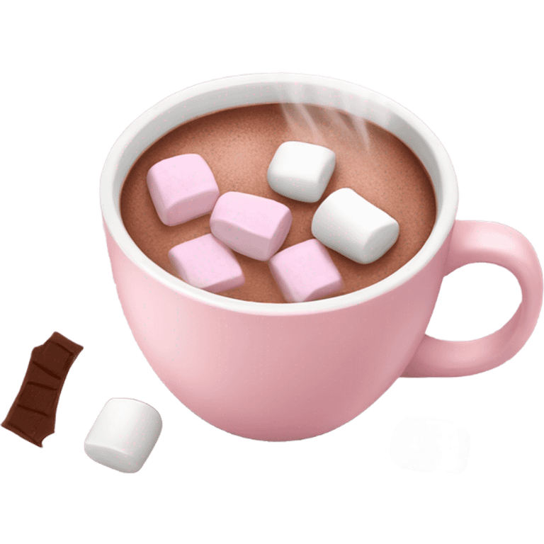 Light Pink mug of hot chocolate with marshmallows  emoji