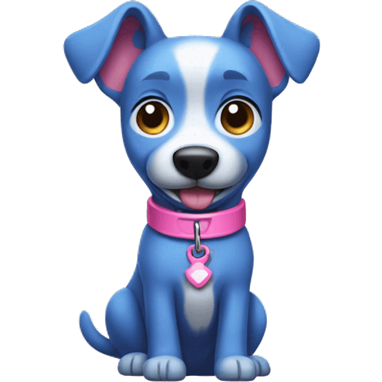 Blue dog wearing a pink collar and pink bone  emoji