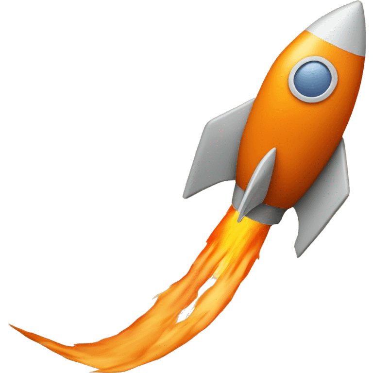 Orange rocket, flying to top-right, on top of a chart and arrows emoji