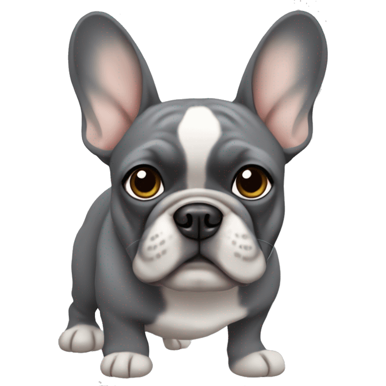 the French bulldog is gray in color with beige eyebrows and gray eyes emoji