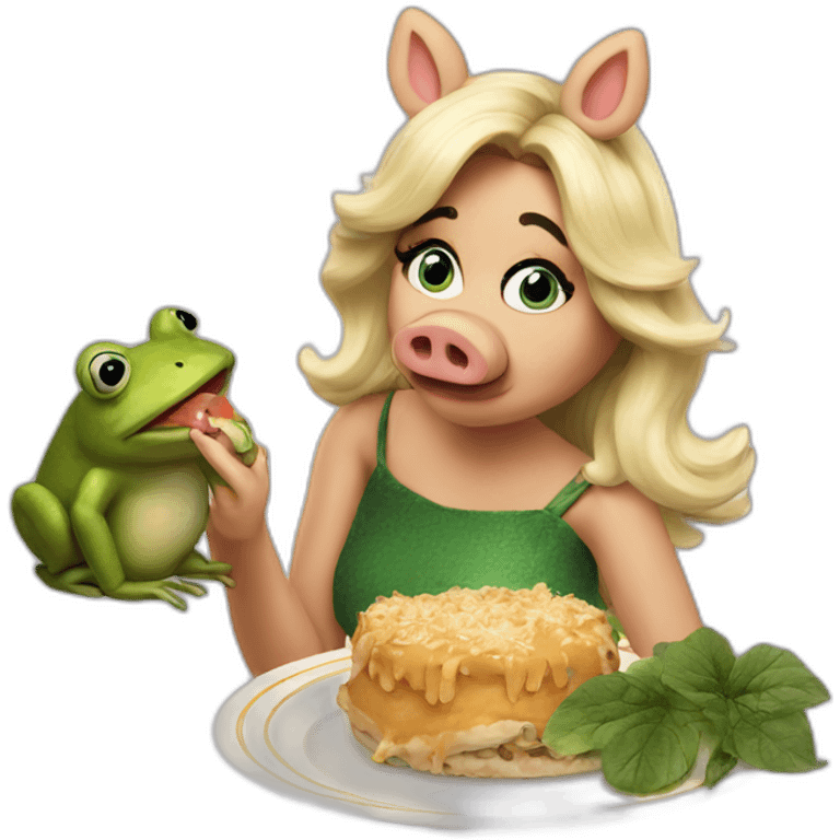 miss piggy eating frog emoji