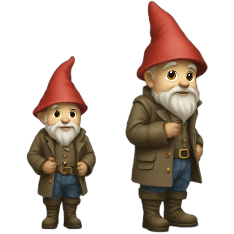 Gnome selling stuff from his trenchcoat emoji