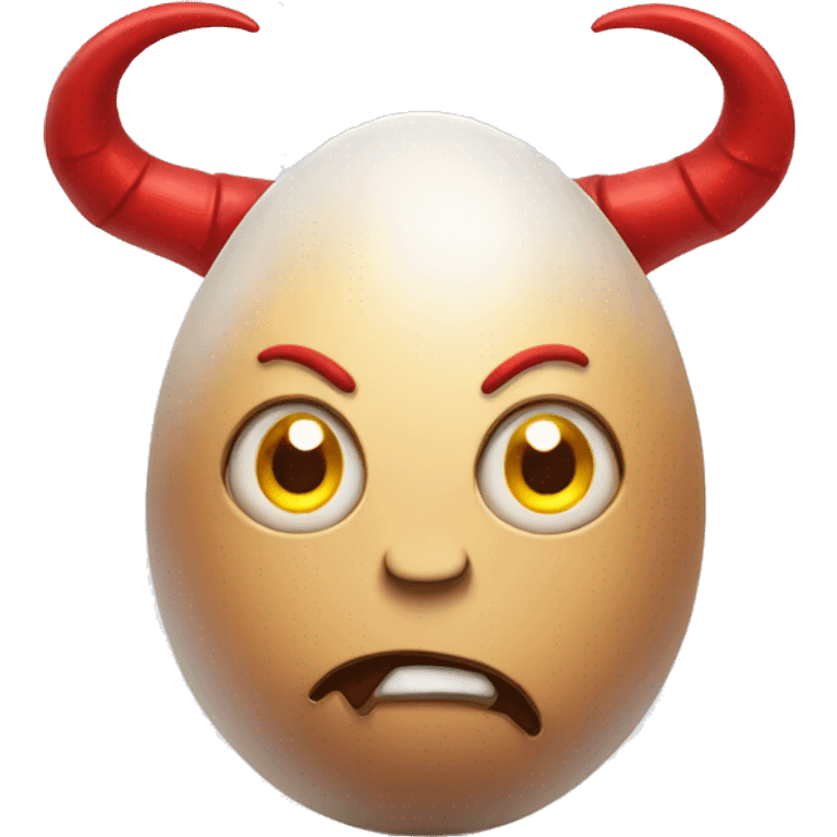 An egg with devil horns emoji