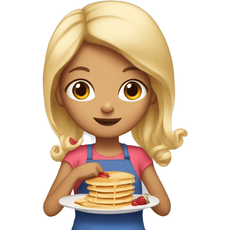 Blonde girl eating pancakes emoji