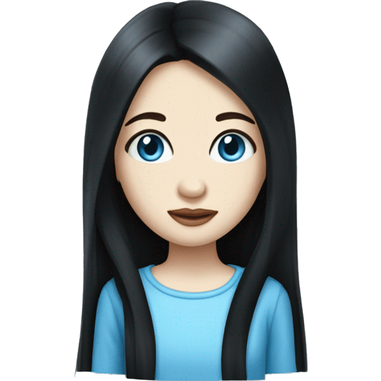 girl with square face, long black hair, blue eyes and pale skin  emoji