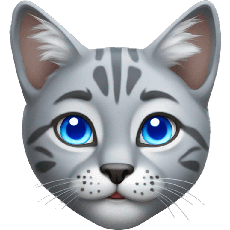 Grey cat lynx with blue eyes emoji