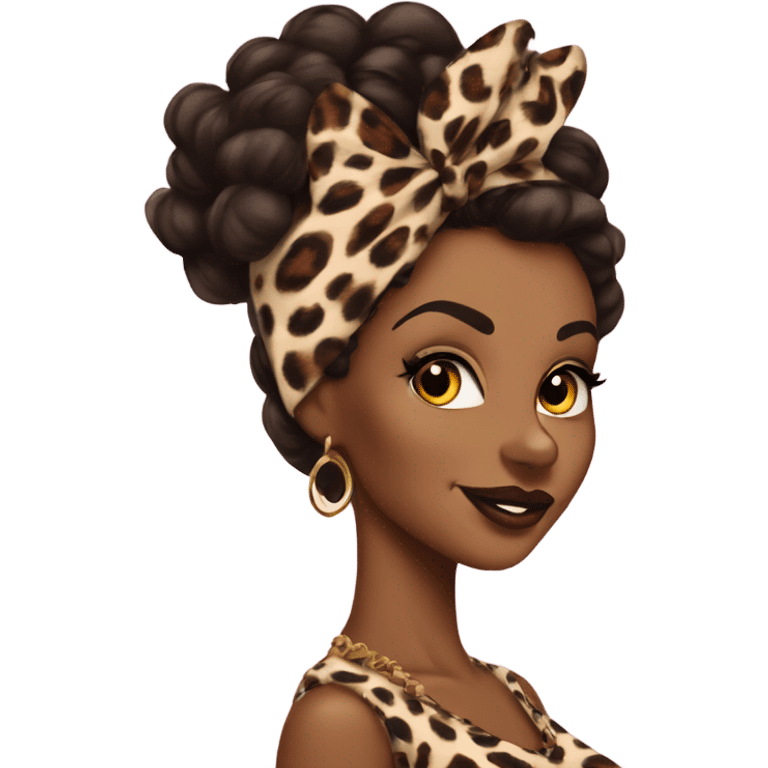 Brown woman pin up leopard  emoji