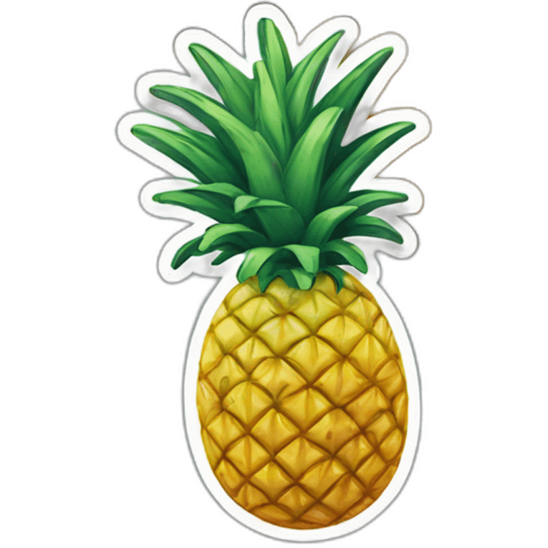 Turn with pineapple sticker on street emoji