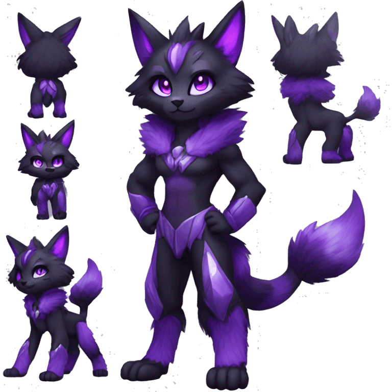 Anthro-Edgy-Cool-Black-Purple-Contrast-Colors-Fantasy-Fur-Sona-Chibi-Shiny-Fakémon-Hybrid full body emoji