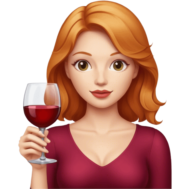 Strawberry Blonde woman with wine glass emoji