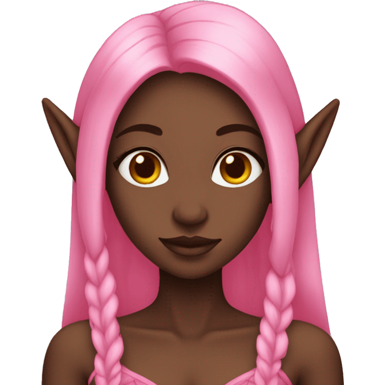 dark-skinned elf girl with long pink hair emoji