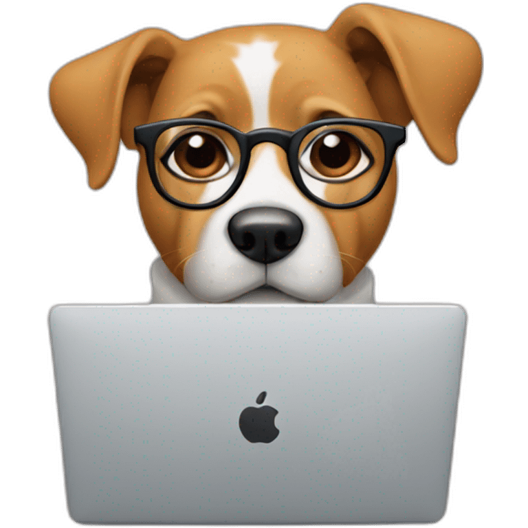 dog with glasses and laptop emoji