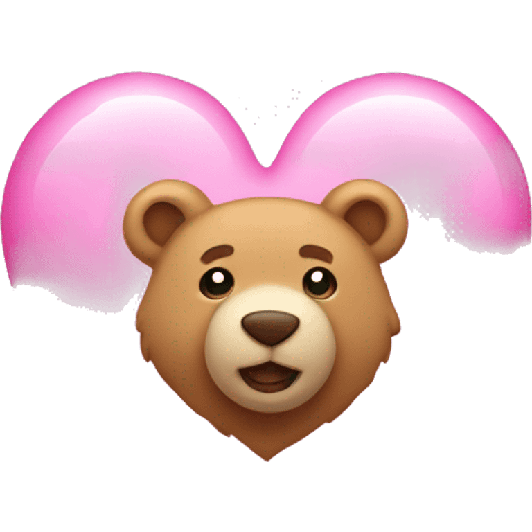 pink bright heart with a teddy bear emoji