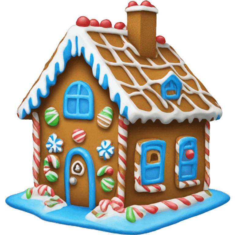 Gingerbread house with blue frosting  emoji