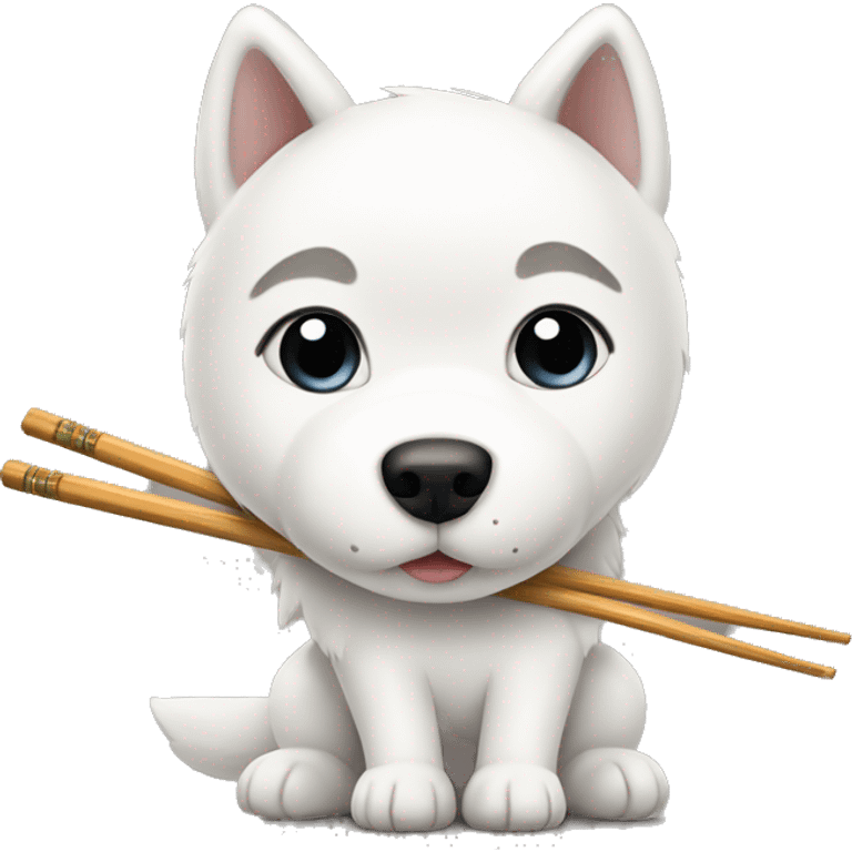 White husky with chopsticks instead of legs emoji