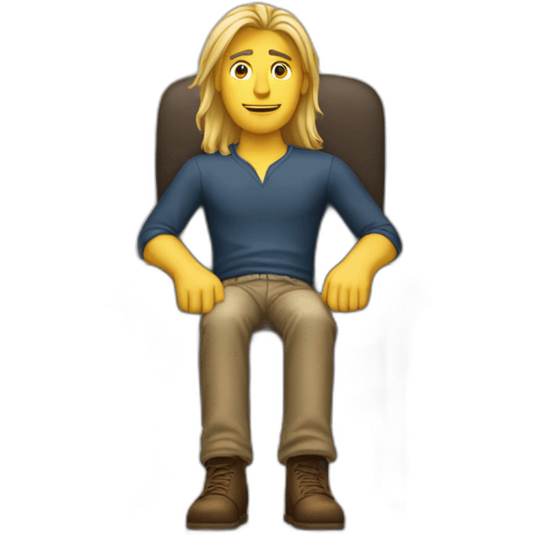 Man with long blond hair sitting in chair emoji