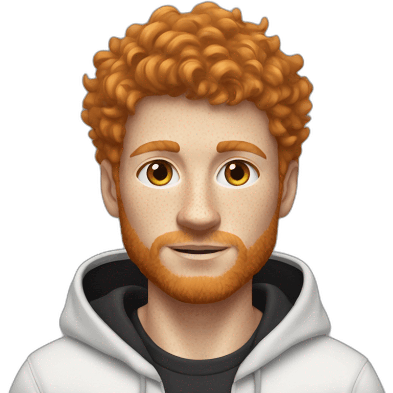 Ginger scruffy hair slightly curly. Hazel eyes and freckles. Black Nike tracksuit full body. Clean shaven emoji