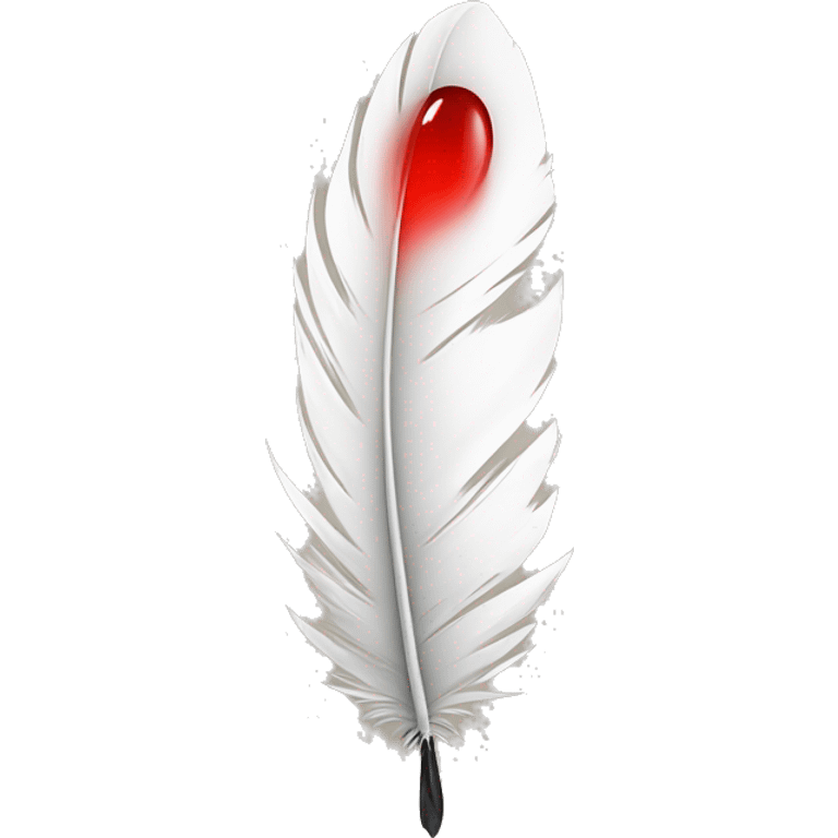 feather with red drop emoji