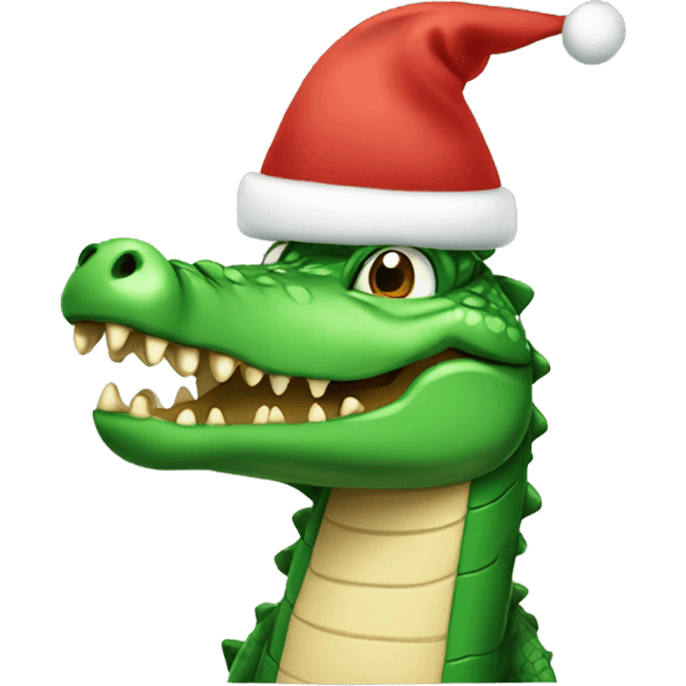 Crocodile with Christmas hat emoji