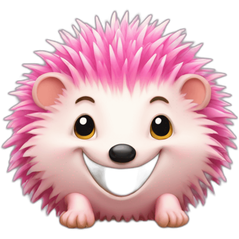 happy pink hedgehog emoji