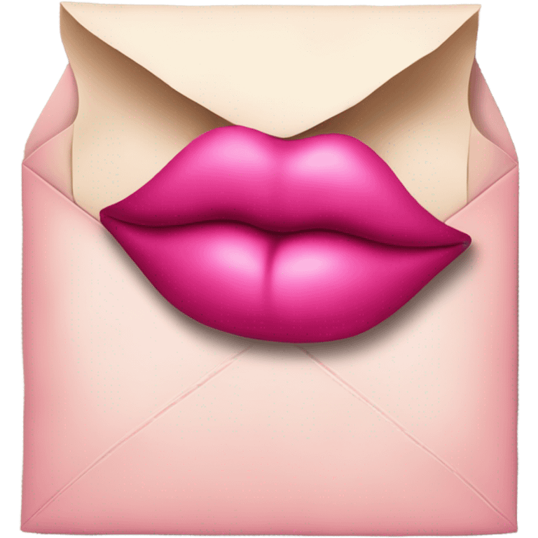 Pink love letter with a lipstick kiss  emoji