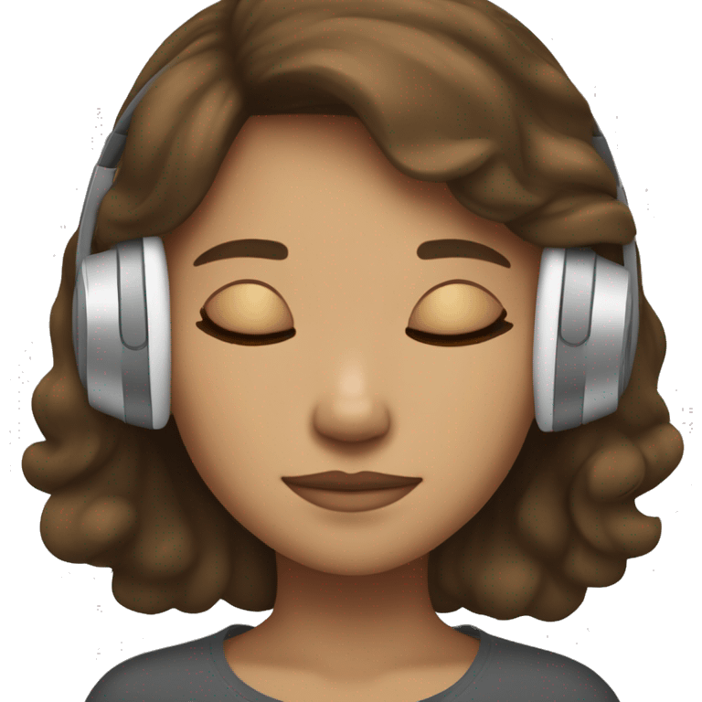 Brown haired light skined girl sleeping with headphones emoji