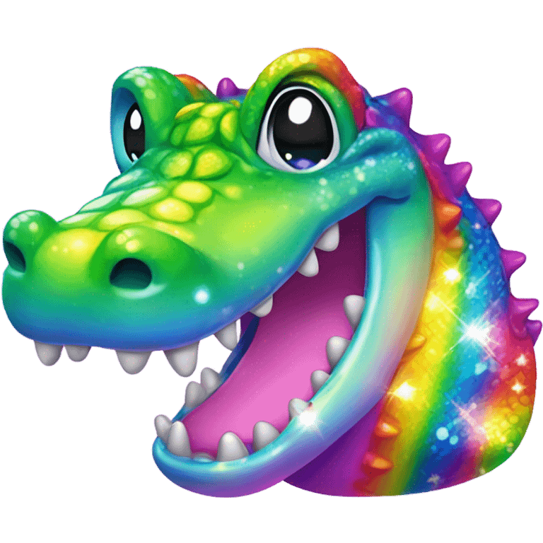 Lisa Frank sparkle rainbow cute alligator  emoji