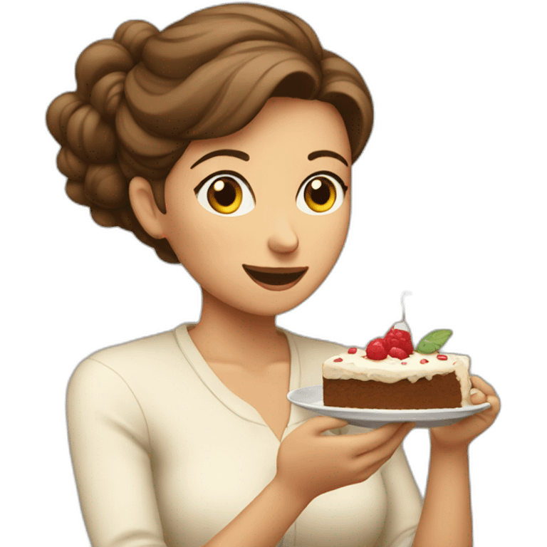 mother eating a cake emoji