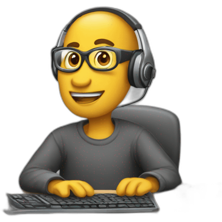 chico usando computadora emoji