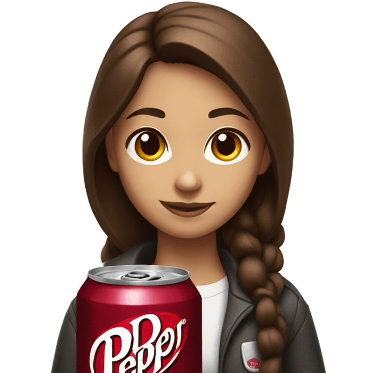 Doctor pepper with a girl with brown hair holding it emoji