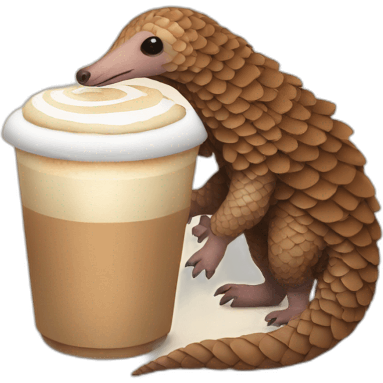 Pangolin with latte emoji