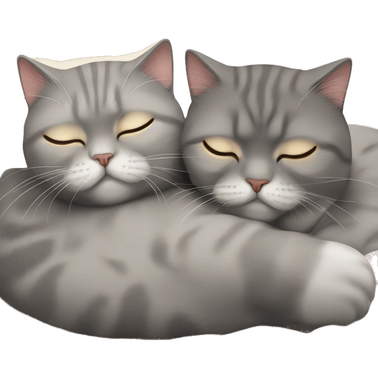 two Scottish fold cats are sleeping in an embrace. one is grey, the other is golden emoji