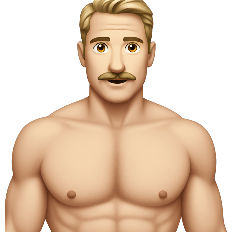 White man with mustache that looks cute shirtless emoji