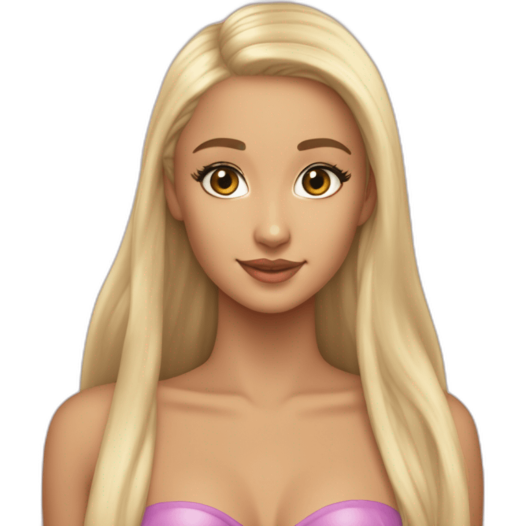 Ariana Grande, blonde debout maillot de bain, emoji