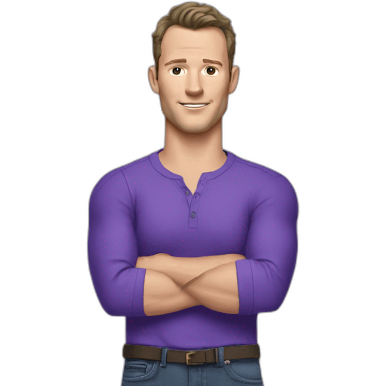 Jonathan Toews wearing a purple shirt and jeans  emoji