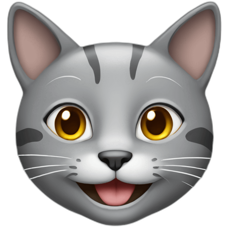 Grey cat smiling emoji