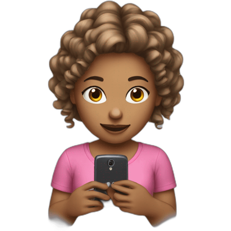 bronw hair girl playing with a cellphone emoji