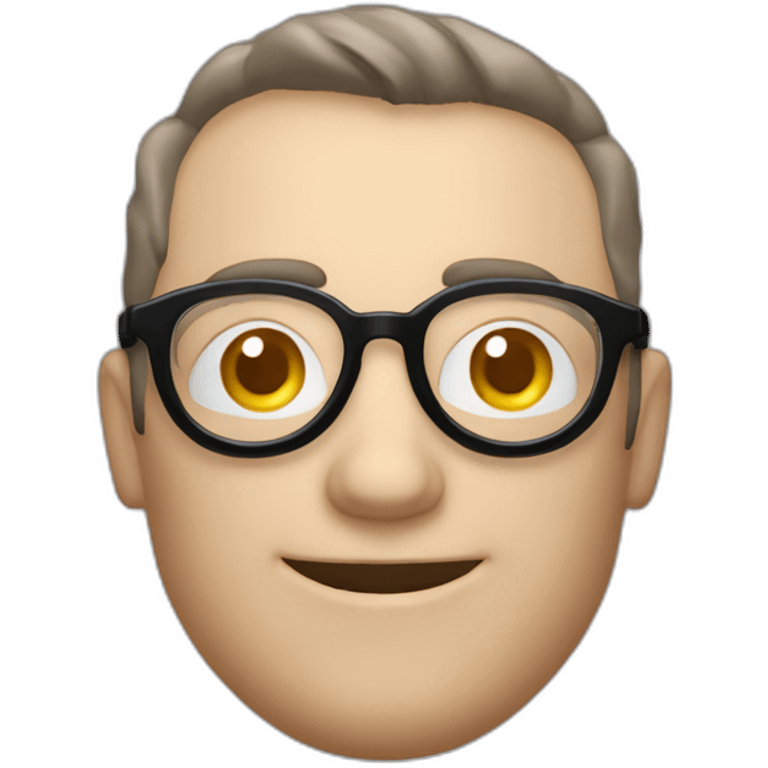 Viel homme blanc chauve avec lunettes rondes sans moustache visage rond emoji