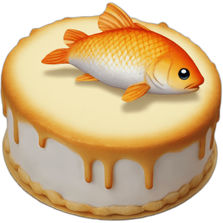 Une poisson sur un gâteau emoji