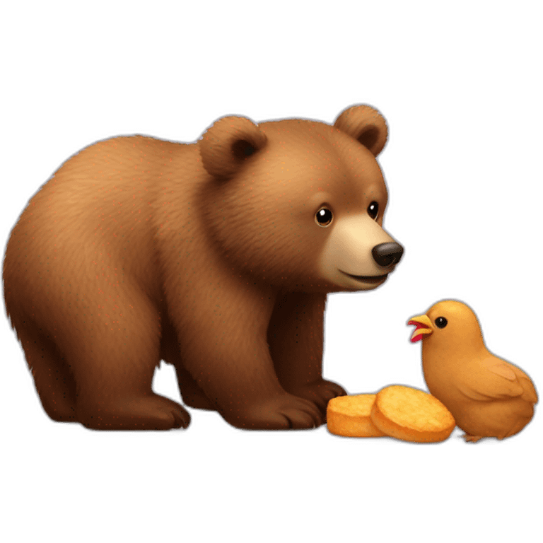 baby grizzly bear with chicken nugget emoji