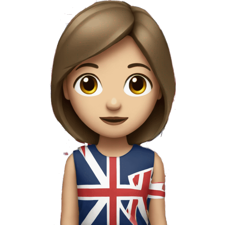 brown hair girl with union jack flag around her  emoji