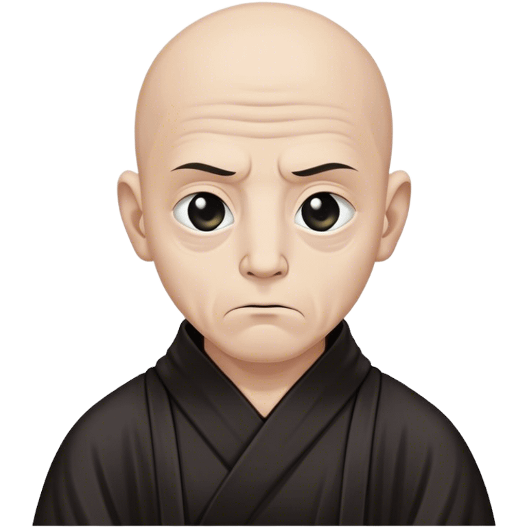 A silent monk with deep wrinkles, his black robe blending into the void, only his solemn eyes visible emoji