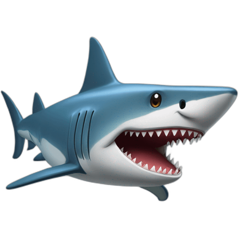 Chat sur un requin emoji