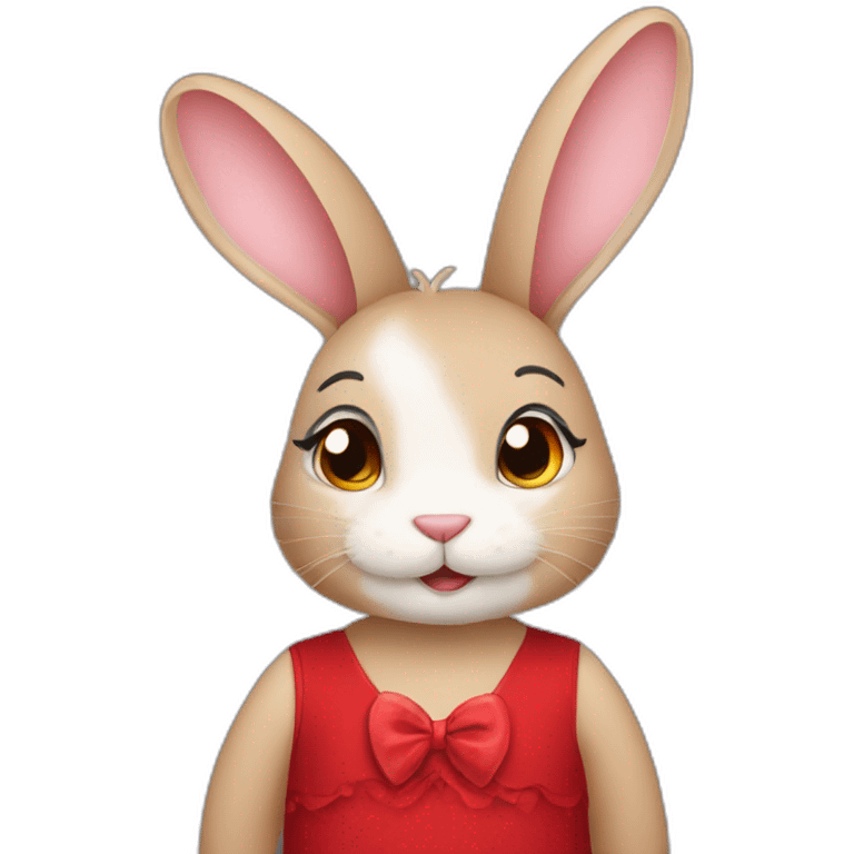 Bunny in red dress emoji